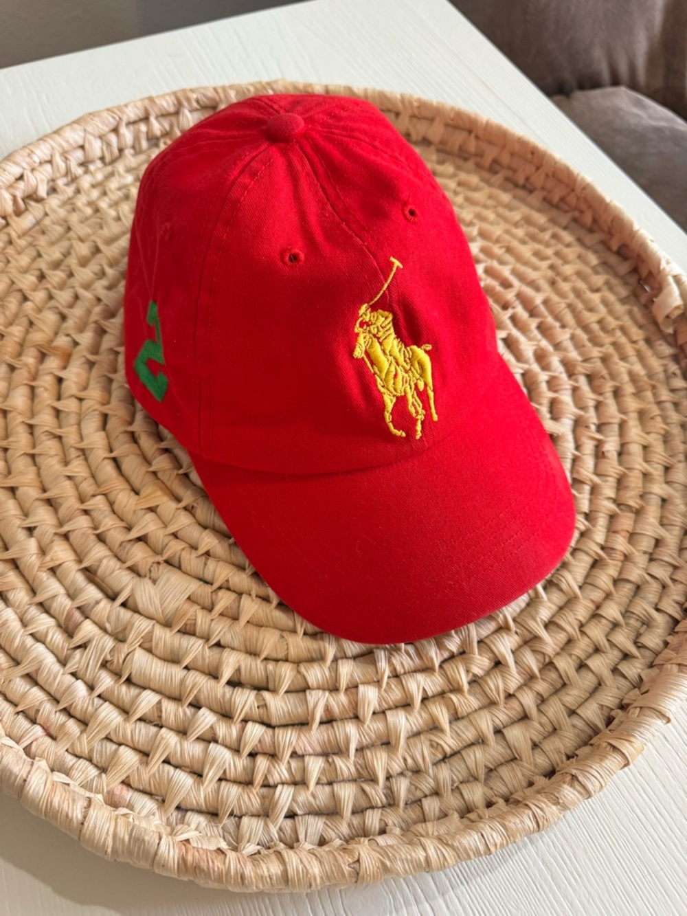 Polo by Ralph Lauren Red  Cap with Yellow Logo. OS
